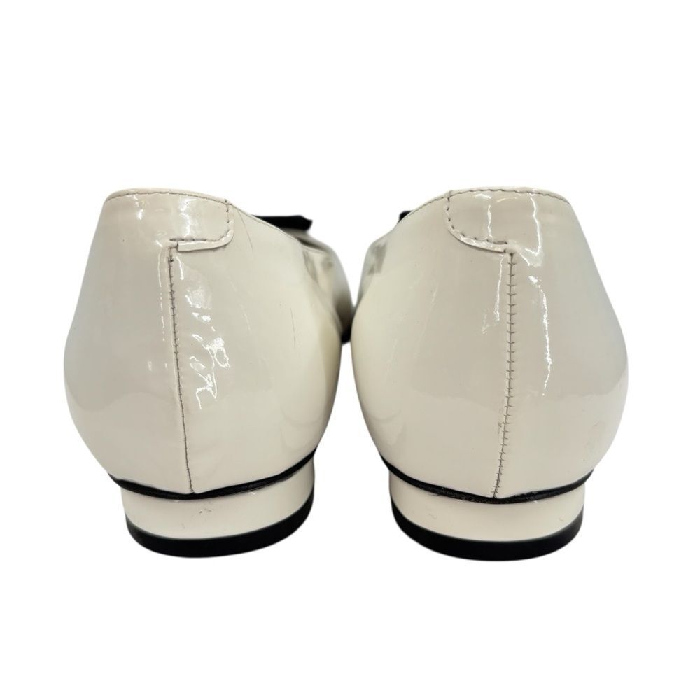Voltan Patent Leather Bow Flats Black White Sz. 10.5/41 - Picture 4 of 8
